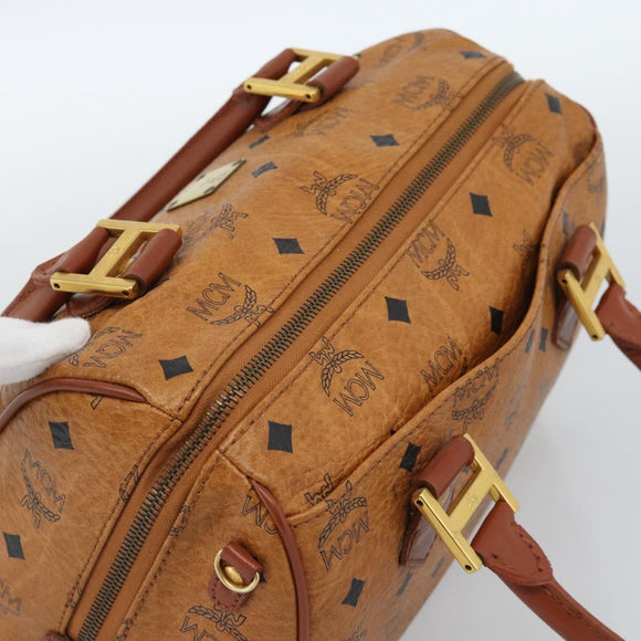 MCM Vicetos Logogram Hand Bag PVC Leather Brown Gold Auth 185091