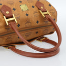 MCM Vicetos Logogram Hand Bag PVC Leather Brown Gold Auth 185091-7