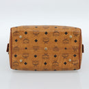 MCM Vicetos Logogram Hand Bag PVC Leather Brown Gold Auth 185091-9