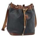 CELINE Purse Shoulder Bag Leather Black Gold Auth 185092-1