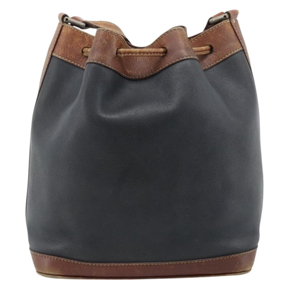 CELINE Purse Shoulder Bag Leather Black Gold Auth 185092