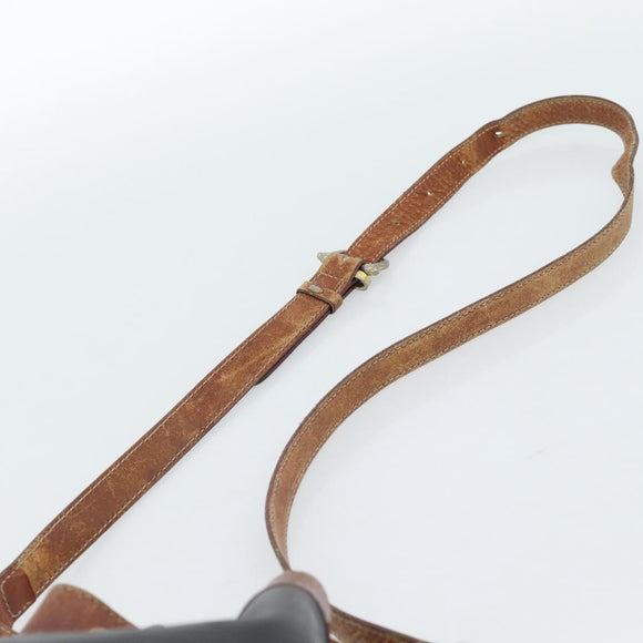 CELINE Purse Shoulder Bag Leather Black Gold Auth 185092