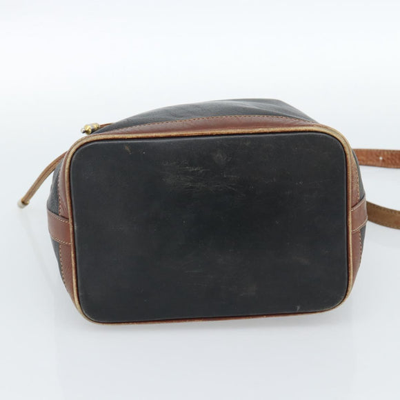 CELINE Purse Shoulder Bag Leather Black Gold Auth 185092