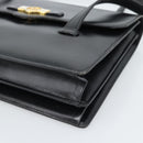 Christian Dior Hand Bag Leather Black Gold Auth 185093-10