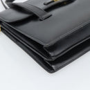 Christian Dior Hand Bag Leather Black Gold Auth 185093-11