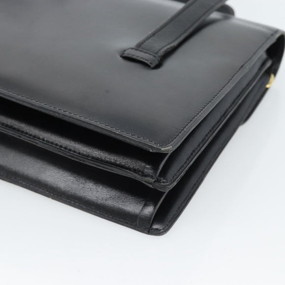 Christian Dior Hand Bag Leather Black Gold Auth 185093