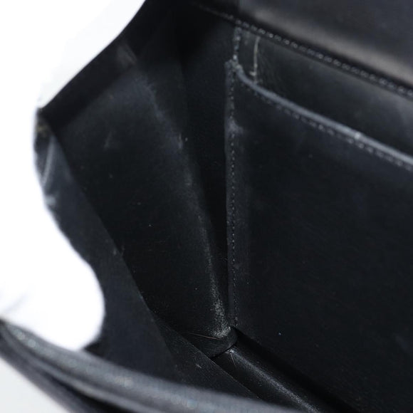 Christian Dior Hand Bag Leather Black Gold Auth 185093