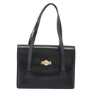 Christian Dior Hand Bag Leather Black Gold Auth 185093-2
