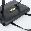 Christian Dior Hand Bag Leather Black Gold Auth 185093-6