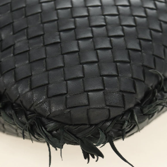 BOTTEGAVENETA INTRECCIATO Hobo Bag Leder Schwarz Gold 115654 Auth 185094SAM