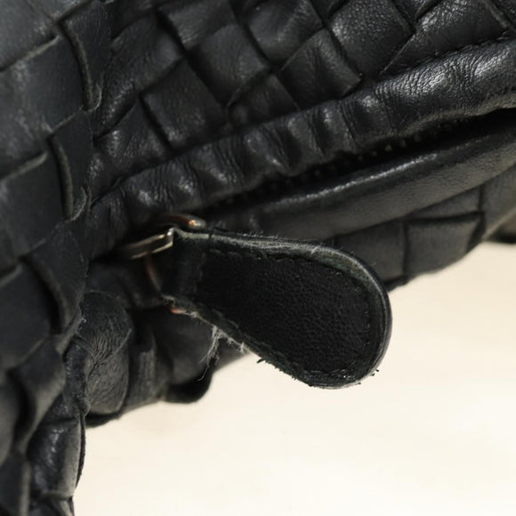 BOTTEGAVENETA INTRECCIATO Hobo Bag Leder Schwarz Gold 115654 Auth 185094SAM