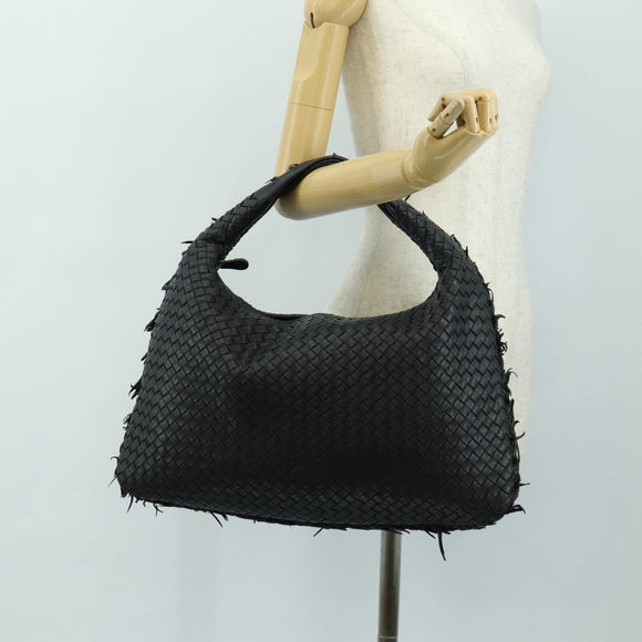 BOTTEGAVENETA INTRECCIATO Hobo Bag Leather Black Gold 115654 Auth 185094SAM