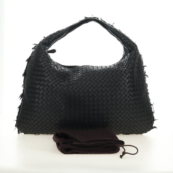 BOTTEGAVENETA INTRECCIATO Hobo Bag Leder Schwarz Gold 115654 Auth 185094SAM