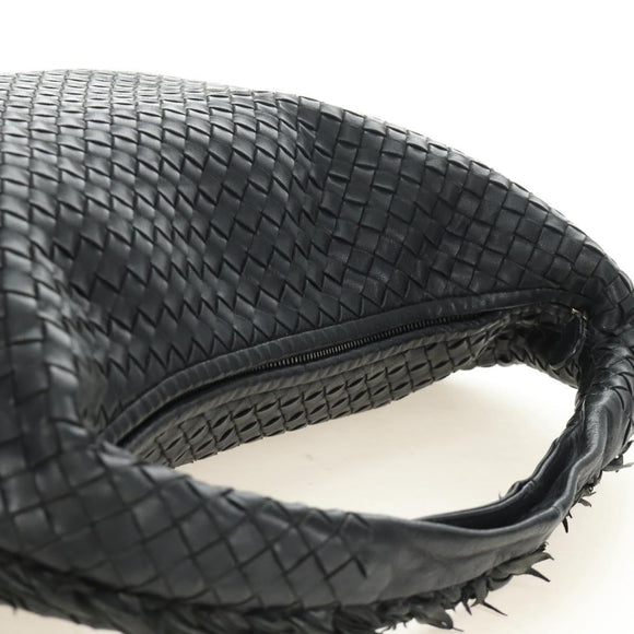 BOTTEGAVENETA INTRECCIATO Hobo Bag Leder Schwarz Gold 115654 Auth 185094SAM