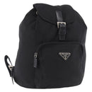 PRADA Backpack Nylon Black Silver Auth 185096-1