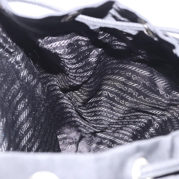 PRADA Backpack Nylon Black Silver Auth 185096