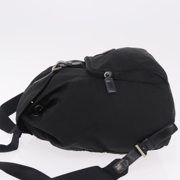 PRADA Backpack Nylon Black Silver Auth 185096