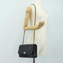CHANEL Mademoiselle Chain Shoulder Bag Lamb Skin Black Gold CC Auth 185097SAM-28