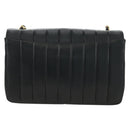 CHANEL Mademoiselle Chain Shoulder Bag Lamb Skin Black Gold CC Auth 185097SAM-2
