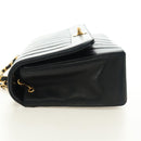 CHANEL Mademoiselle Chain Shoulder Bag Lamb Skin Black Gold CC Auth 185097SAM-3