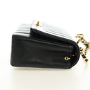 CHANEL Mademoiselle Chain Shoulder Bag Lamb Skin Black Gold CC Auth 185097SAM-4