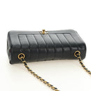 CHANEL Mademoiselle Chain Shoulder Bag Lamb Skin Black Gold CC Auth 185097SAM-6