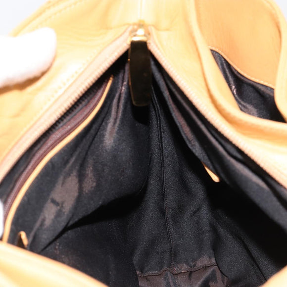 LOEWE Anagram Chain Shoulder Bag Leder Beige Gold Auth 185098