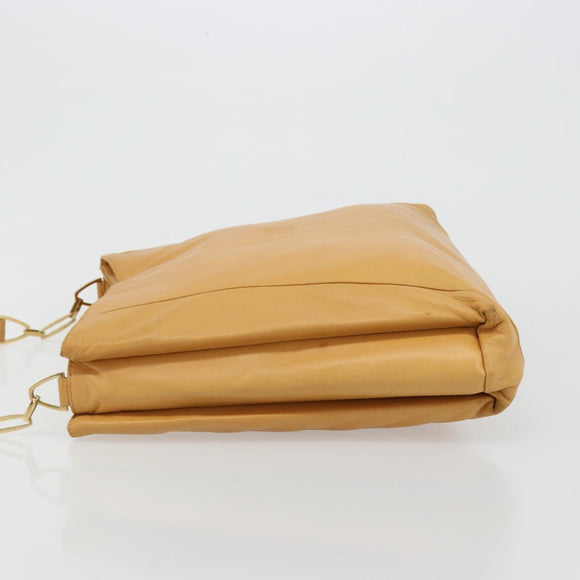 LOEWE Anagram Chain Shoulder Bag Leder Beige Gold Auth 185098