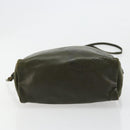 LOEWE Anagram Shoulder Bag Leather Khaki Auth 185099-10