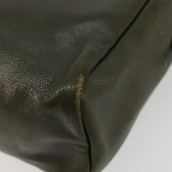 LOEWE Anagram Shoulder Bag Leather Khaki Auth 185099