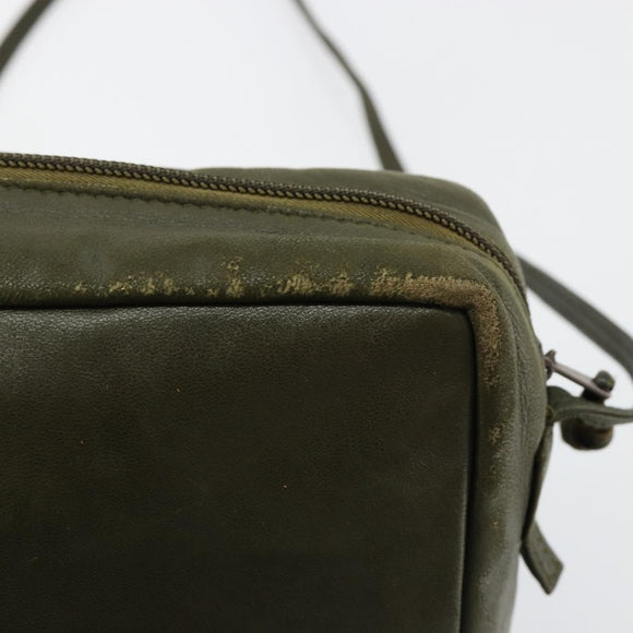 LOEWE Anagram Shoulder Bag Leather Khaki Auth 185099