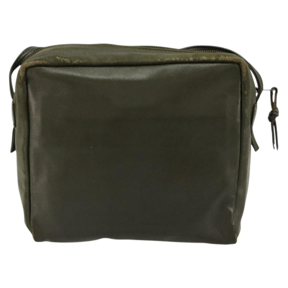 LOEWE Anagram Shoulder Bag Leather Khaki Auth 185099