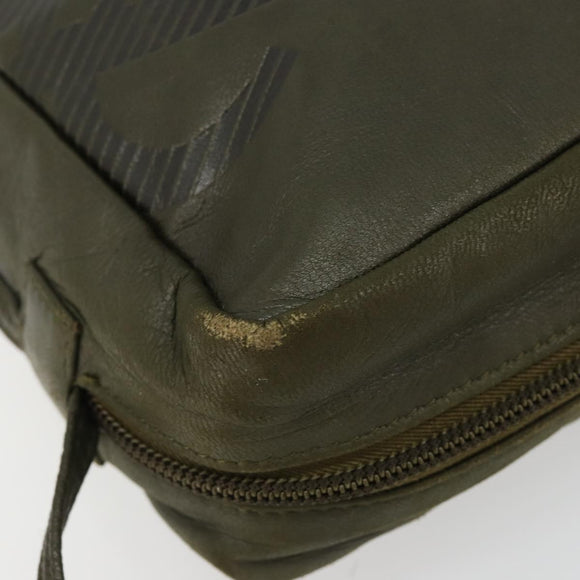 LOEWE Anagram Shoulder Bag Leather Khaki Auth 185099