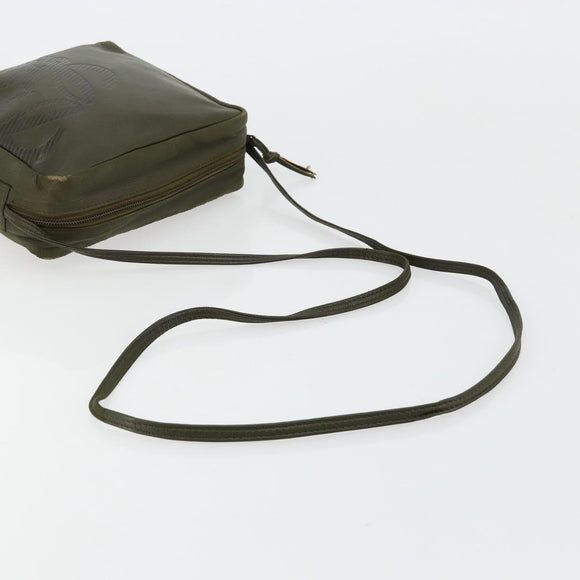 LOEWE Anagram Shoulder Bag Leather Khaki Auth 185099