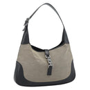 GUCCI Jackie Shoulder Bag Canvas Beige Silver 00963 Auth 185102V-1