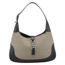 GUCCI Jackie Shoulder Bag Canvas Beige Silver 00963 Auth 185102V-2