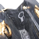 Salvatore Ferragamo Gancini Chain Shoulder Bag Leather Black Gold Auth 185103A-18