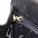 Salvatore Ferragamo Gancini Chain Shoulder Bag Leather Black Gold Auth 185103A-19