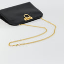 Salvatore Ferragamo Gancini Chain Shoulder Bag Leather Black Gold Auth 185103A-7