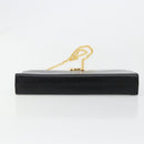 Salvatore Ferragamo Gancini Chain Shoulder Bag Leather Black Gold Auth 185103A-5