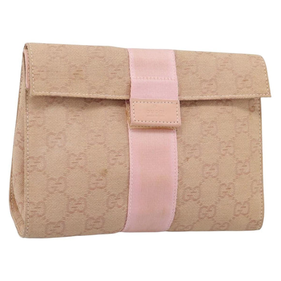 GUCCI GG Canvas Clutch Bag Pink 039 0992 Auth 185104