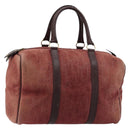 Christian Dior Trotter Canvas Boston Bag Suede Red Gold Auth 185105-1