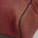 Christian Dior Trotter Canvas Boston Bag Suede Red Gold Auth 185105-9