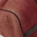 Christian Dior Trotter Canvas Boston Bag Suede Red Gold Auth 185105-14