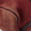 Christian Dior Trotter Canvas Boston Bag Suede Red Gold Auth 185105-16