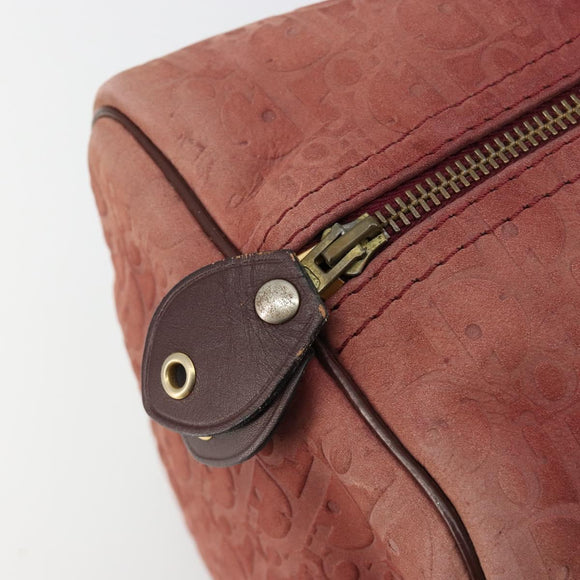 Christian Dior Trotter Canvas Boston Bag Suede Red Gold Auth 185105