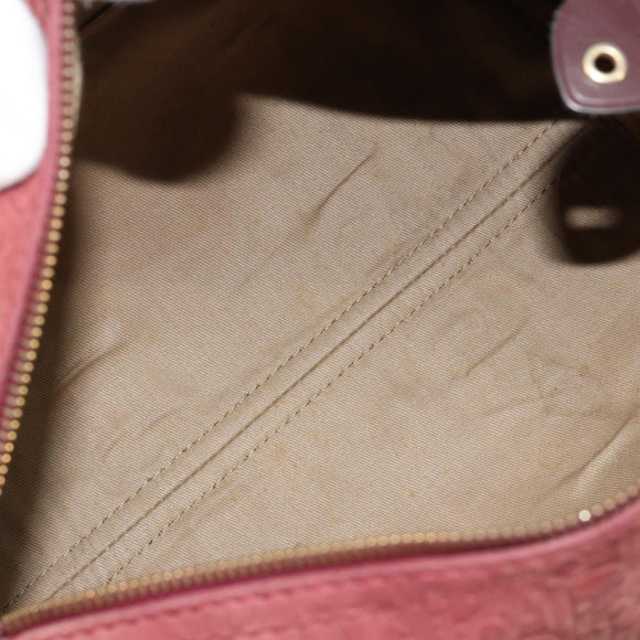 Christian Dior Trotter Canvas Boston Bag Suede Red Gold Auth 185105