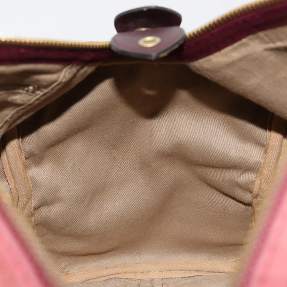 Christian Dior Trotter Canvas Boston Bag Suede Red Gold Auth 185105