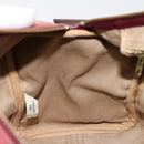 Christian Dior Trotter Canvas Boston Bag Suede Red Gold Auth 185105-18