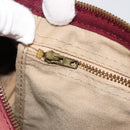 Christian Dior Trotter Canvas Boston Bag Suede Red Gold Auth 185105-19